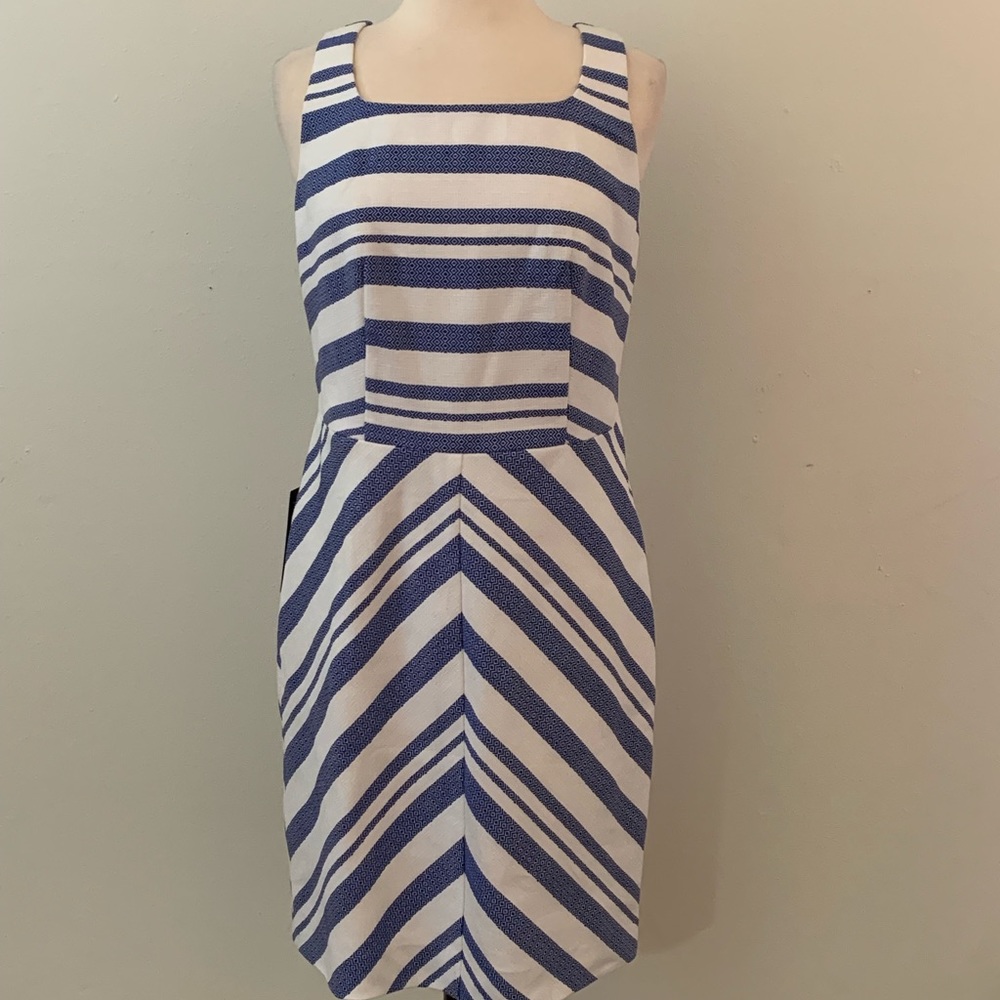 NWT sleeveless blue & white dress by The Limited